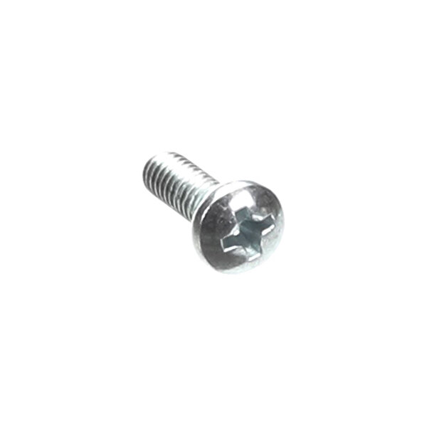 A metal screw with a Phillips head and a partially threaded shaft.