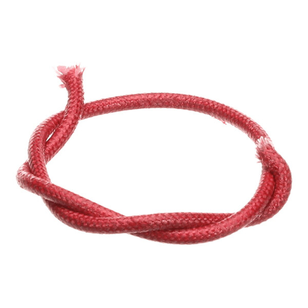 A coiled piece of red insulated wire with frayed ends.