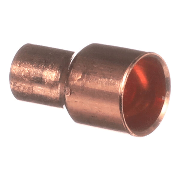 A small, cylindrical, copper-colored metal fitting with one end wider than the other, likely used for connecting or reducing tubing sizes.