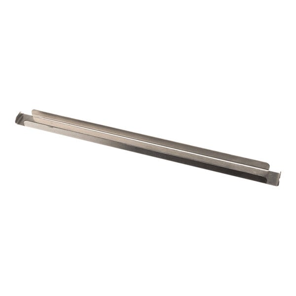 A long, narrow metallic divider with slightly raised edges on both sides, photographed against a white background.