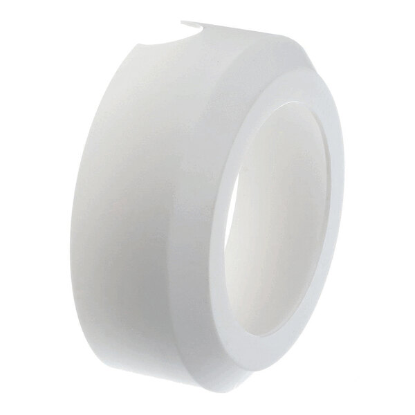 A white, circular plastic or rubber ring with a smooth surface and a notch on one side.