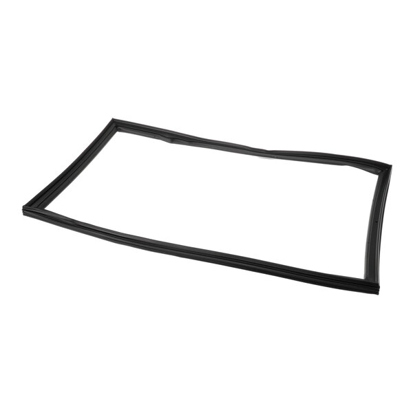 A rectangular black rubber gasket with slightly uneven edges, photographed on a white background.