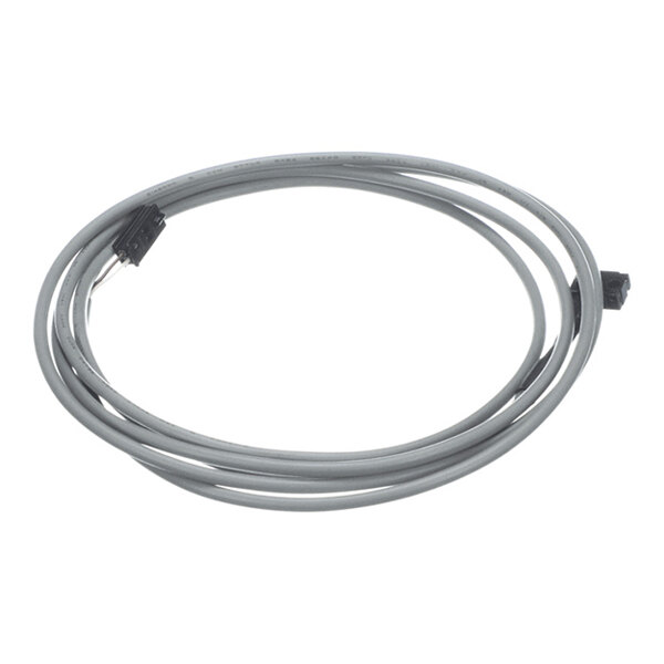 A coiled gray cable with connectors on both ends.