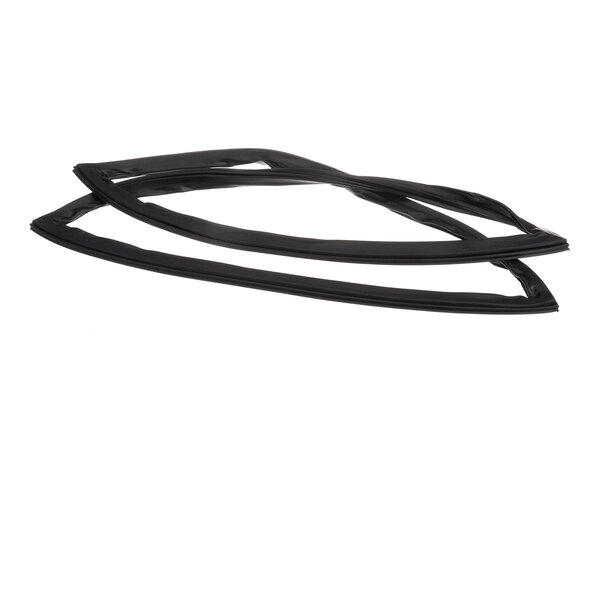 Two black rubber-like gaskets are laid out on a white surface.