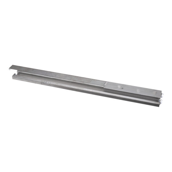 A long, metallic rail-like component with a flat surface and some visible mounting holes.