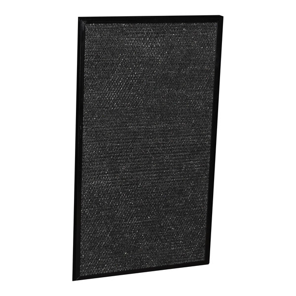 A rectangular black-framed panel with a textured, mesh-like dark surface.