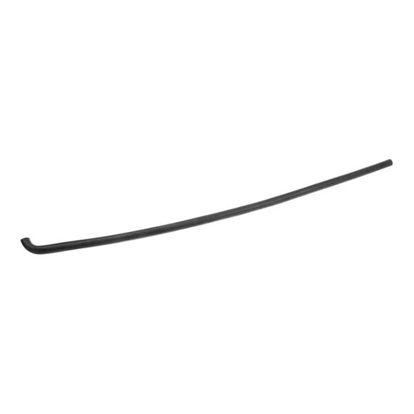 A long, thin, black hose with a slight curve and one end bent at an angle.