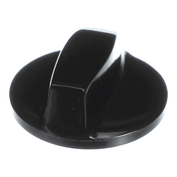 A black, round, plastic push-on knob with a raised grip in the center.