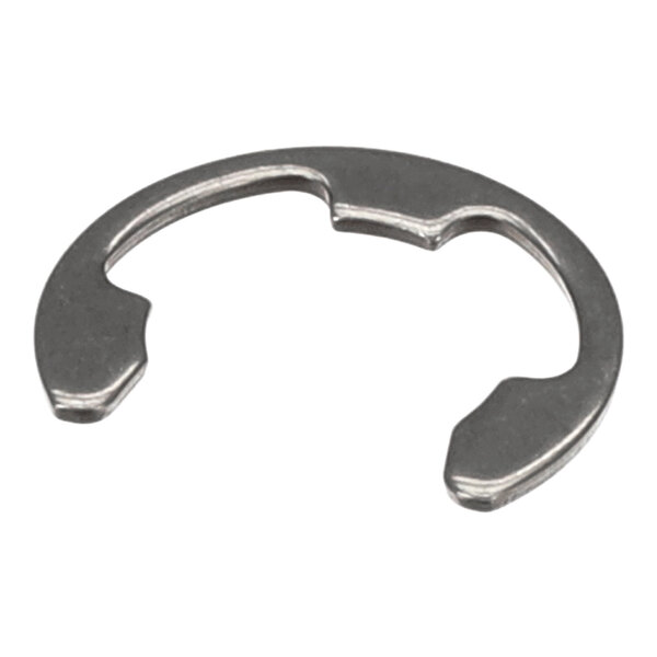 A metallic, semi-circular retaining ring with two prongs and a central notch, typically used for securing components on a shaft or in a groove.