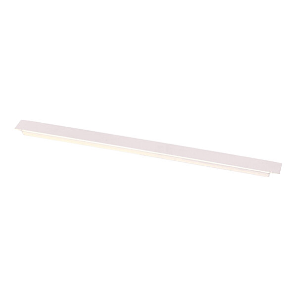 A long, narrow, white metal bar with a slight lip on one edge, photographed against a white background.