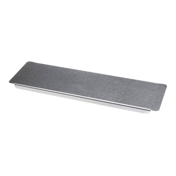 A rectangular, flat metal divider with slightly raised edges, shown on a white background.