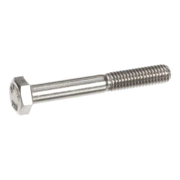 A metal hex head bolt with partial threading on one end.