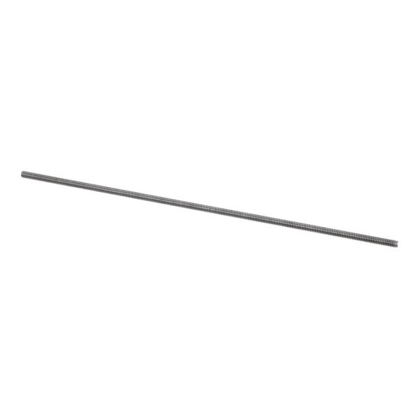 A long, thin, metallic threaded rod is shown against a white background.