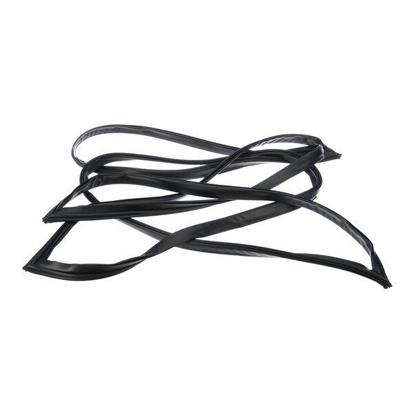 A coiled black rubber or vinyl-like gasket with a rectangular cross-section, shown against a white background.