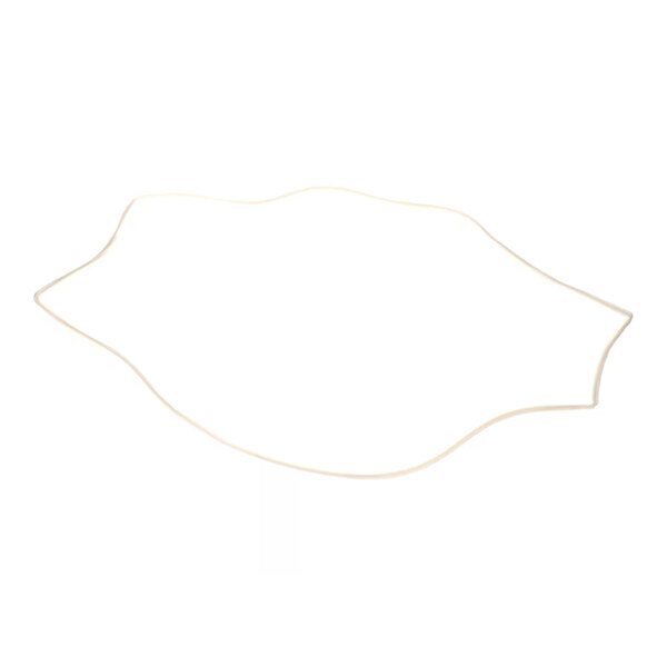 A thin, irregularly shaped, light-colored rubber or silicone gasket or seal lying flat on a white background.