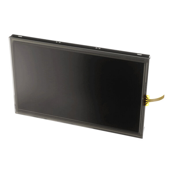 A rectangular electronic display screen with a black frame and a ribbon cable extending from the side.