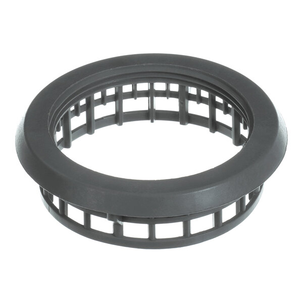 A round, gray plastic ring with a grated inner structure and a solid outer edge.