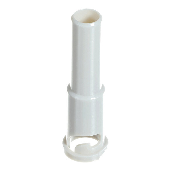 A cylindrical, gray plastic tube with an open end and a notched base.