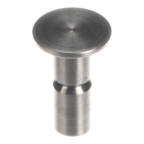 A metal pin with a flat, wide head and a grooved cylindrical shaft.
