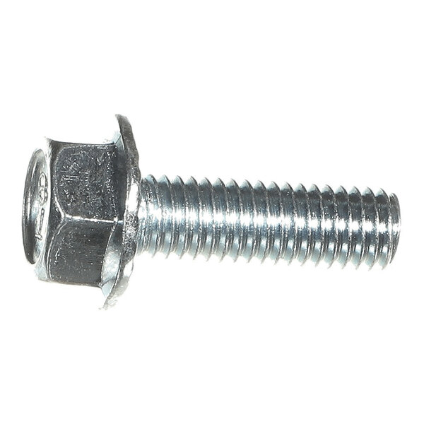 A metallic hex-head screw with a built-in washer and threaded shaft.