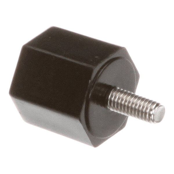 A black hexagonal thumbscrew with a metal threaded shaft.