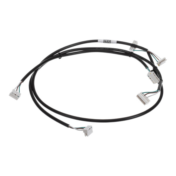 A black cable with multiple white plastic connectors at each end, featuring several colored wires visible near the connectors.