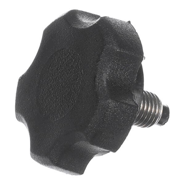 A black, star-shaped plastic knob with a threaded metal insert.