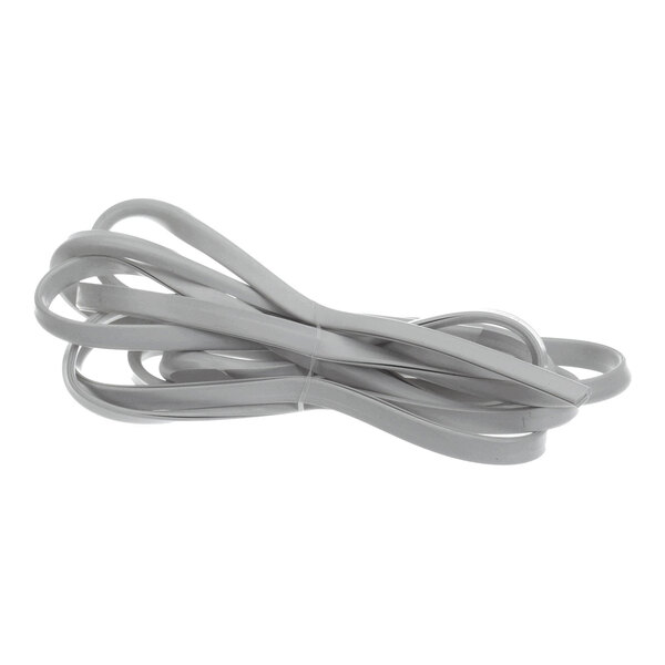 A coiled length of flat, gray gasket material.