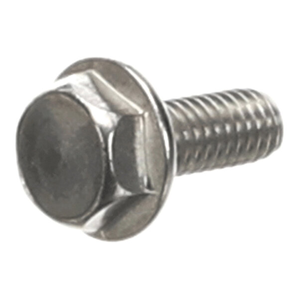 A metal hex flange screw with a partially threaded shaft.