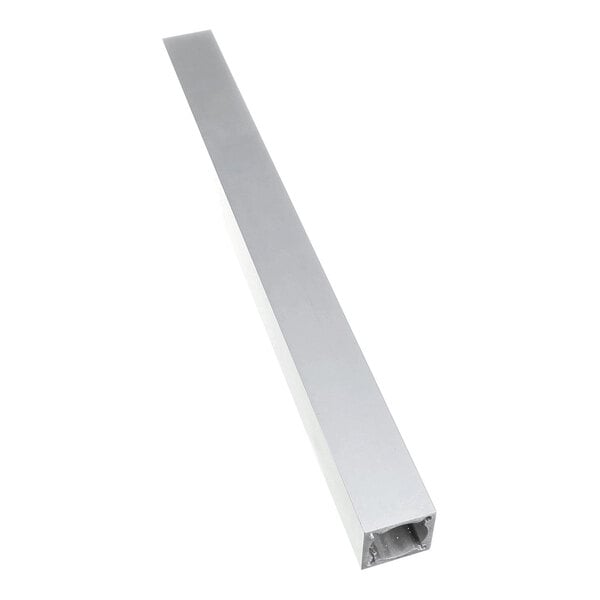 A long, hollow, square-shaped metallic extrusion with a smooth, reflective surface.