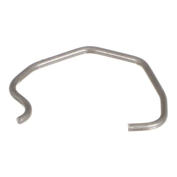 A bent metal clip with an irregular shape and open ends, likely made of steel.