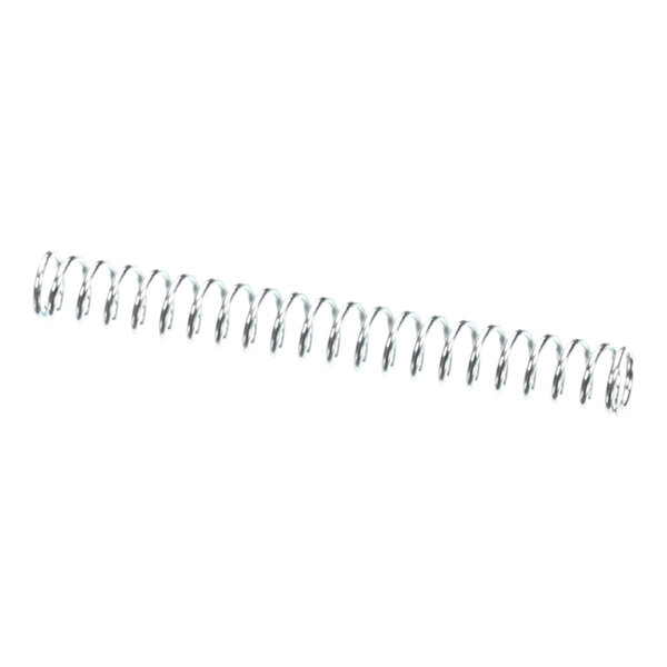 A coiled metal spring with a shiny finish, shown against a white background.