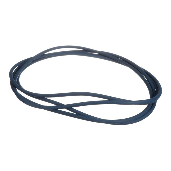 A dark-colored, circular rubber or silicone ring with a smooth surface, shown coiled on a white background.