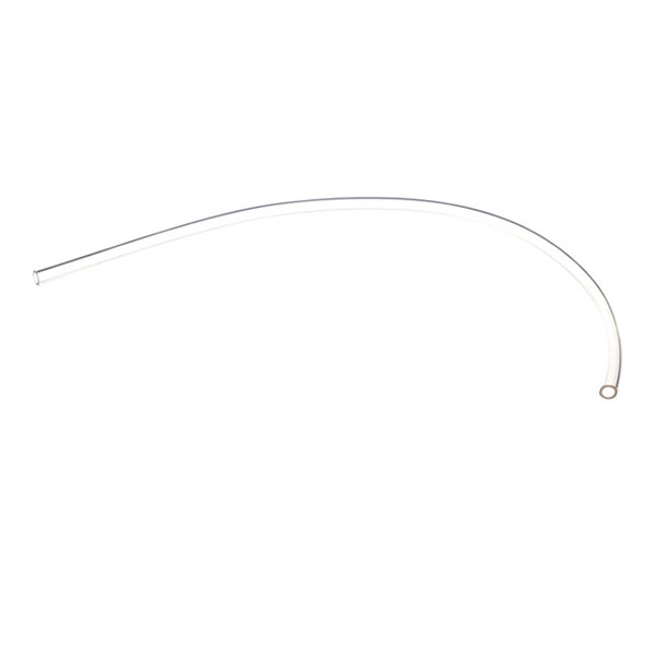 A clear, flexible tube with a slight curve, shown against a white background.