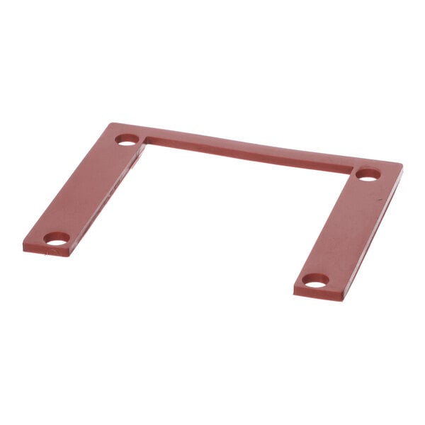 A flat, U-shaped red gasket with four circular holes, likely made of rubber or a similar material.