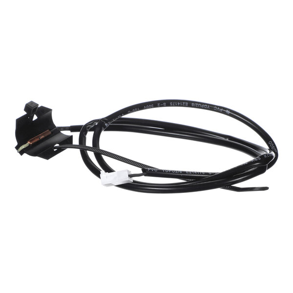 A black cable with a sensor and connector attached at each end, likely used for temperature sensing or control.
