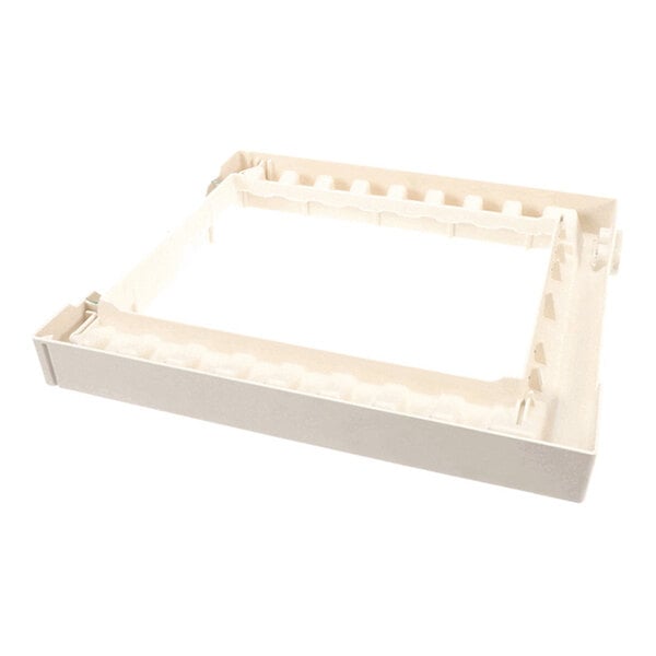 A rectangular, white plastic tray with raised edges and a ribbed interior pattern.