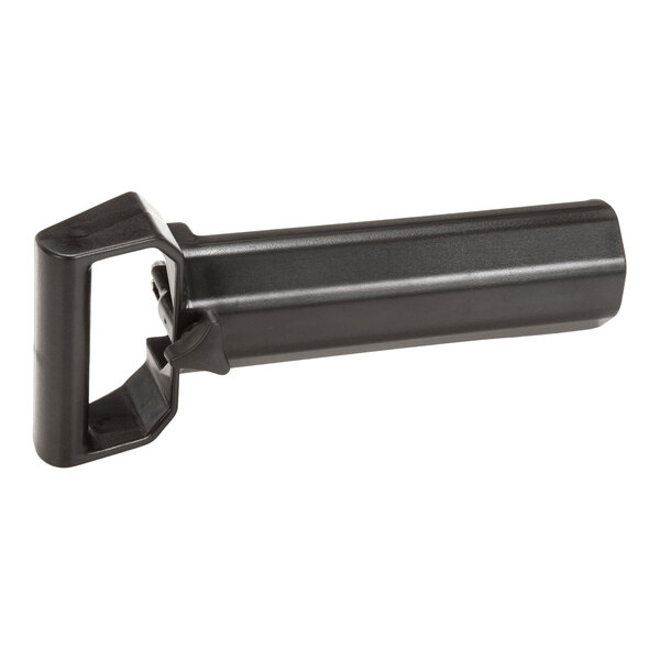 A black plastic handle with a rectangular grip and elongated shaft, photographed on a white background.