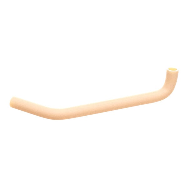 A beige, L-shaped hollow tube with one end slightly curved upward.