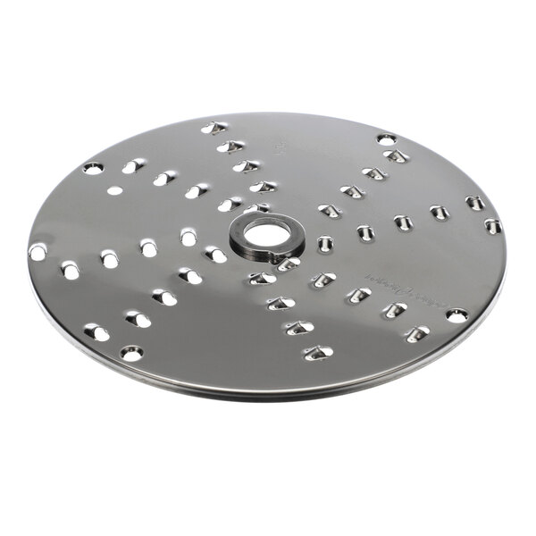 A round, flat metal disc with multiple grating slots and a central hole, likely a grating grid component.