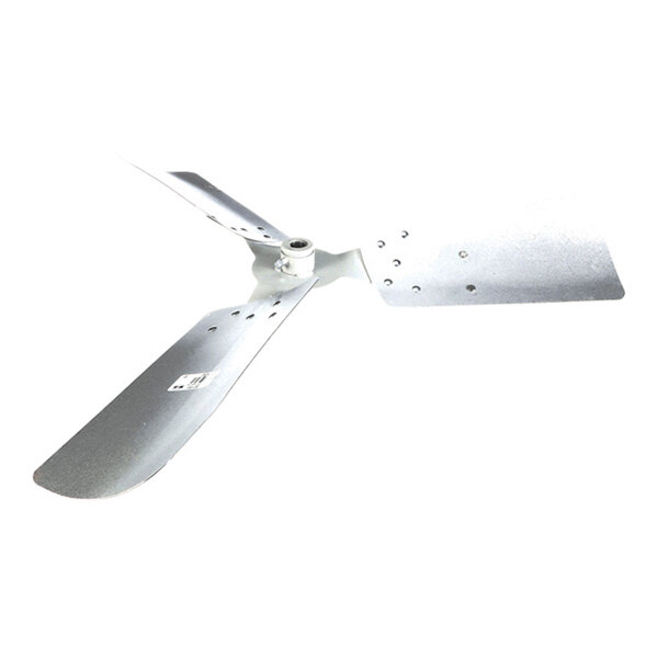 A three-blade metallic fan with a central mounting hub, shown against a white background.