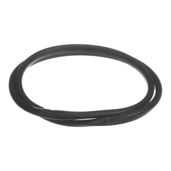 A black circular rubber-like gasket or edge trim, coiled in a loop.