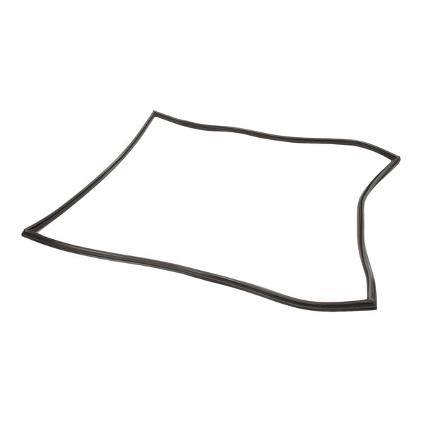 A rectangular, flexible black gasket with slightly uneven edges, laid flat on a white background.