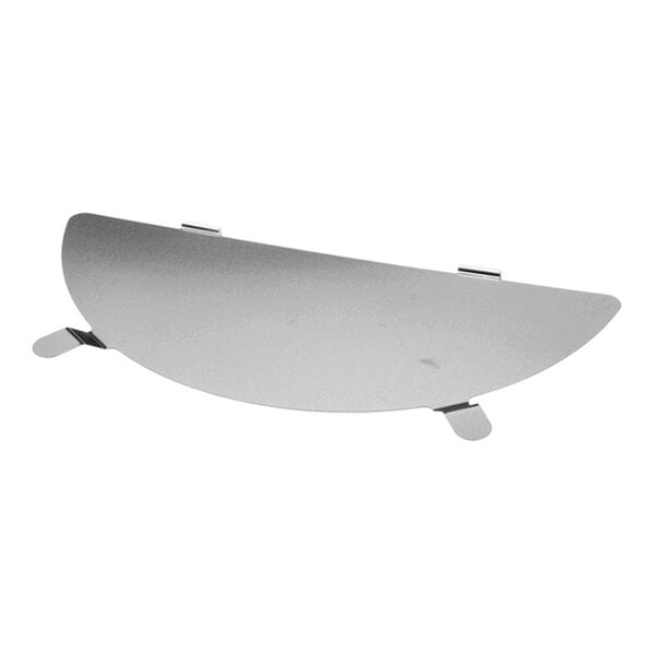 A curved, metallic lid with three small tabs or feet, likely designed to fit over a round container or kettle.