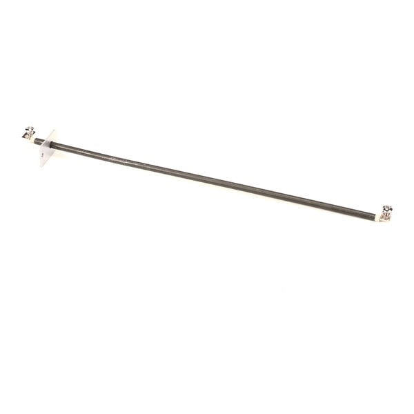 A long, thin metal rod with mounting hardware attached at both ends, photographed on a white background.