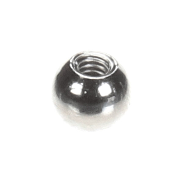 A shiny, metallic, spherical nut with an internal threaded hole at the top.