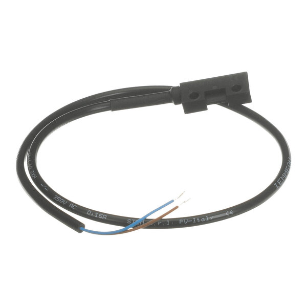 A black cable with a rectangular plastic sensor housing on one end and two exposed wires (blue and brown) on the other end.