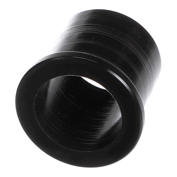 A black cylindrical bushing with a flared edge and smooth surface, photographed against a white background.