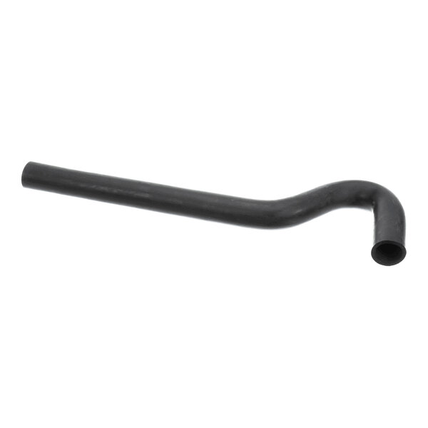 A black, bent cylindrical tube with a curved section, resembling a P-trap pipe.