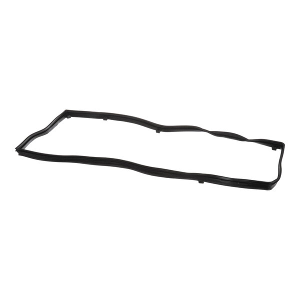 A black, irregularly shaped rubber or silicone gasket with a rectangular outline, shown against a white background.